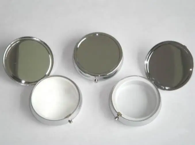 

Бесплатная доставка + оптовая продажа, металлические коробки для таблеток, органайзер для лекарств «сделай сам», контейнер серебряного цве...