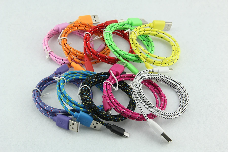 1/2/3 м USB кабель с нейлоновой оплеткой 8pin USB кабель для передачи данных для iPhone прочный кабель для синхронизации данных линии оплеткой зарядный шнур для Xs Max 8, 7, 6, 6 Plus, 5, 10 шт./лот