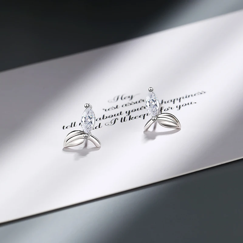 XIYANIKE 925 Sterling Silver 2019 NEW Women Leaf Crystal Stud Earrings Rhinestone Trendy Elegant Created Ear Jewelry Customized | Украшения