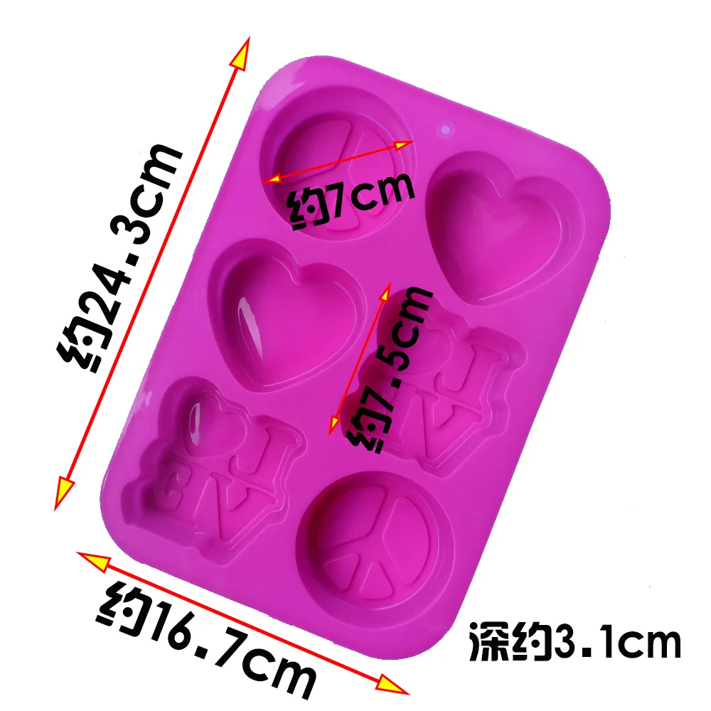 

Food Grade Silicone Cake Baking Mould Handmade Heart Soap Making Molds Alphabet LOVE Craft Silicone Soap Mold Round