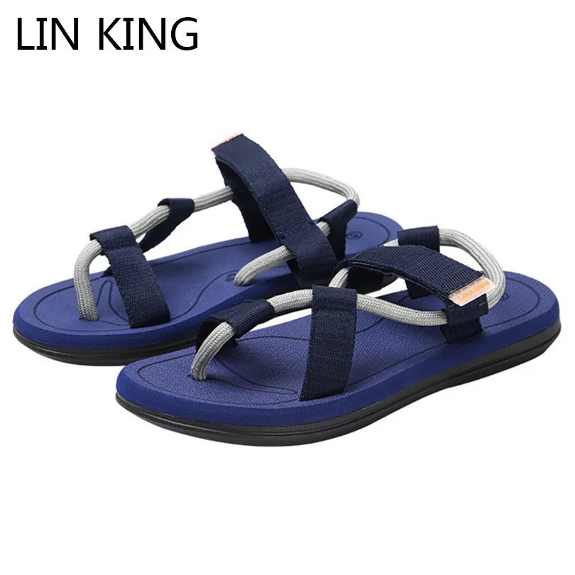 LIN KING New Summer Style Men Sandals Slippers Big Size Outdoor Casual Shoes Comfortable Non Slip Beach Shoes Fashion Man Slides