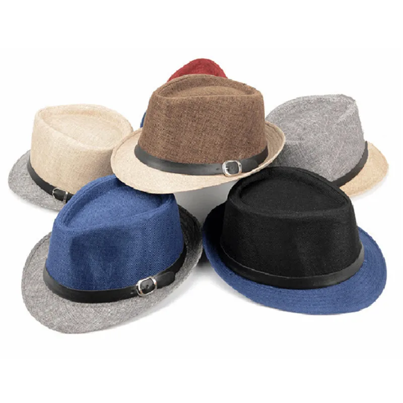 Модная соломенная цветная джазовая шляпа с кожаным ремешком Пляжная Панама