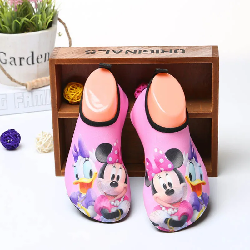 F Детские спортивные носки с изображением Микки и Минни Диснея, плавание, дайвинг, носки для мальчиков и девочек с героями мультфильмов, на открытом воздухе, для занятий йогой, танцами, песком, обувь для детей - Цвет: F