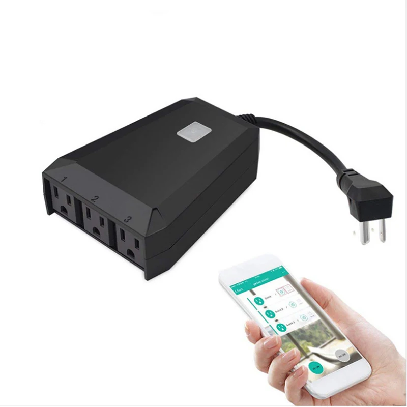 Водонепроницаемый адаптер с автоматическим подключением IP44 WIFI Smart Socket Switch 1 в 3 Out