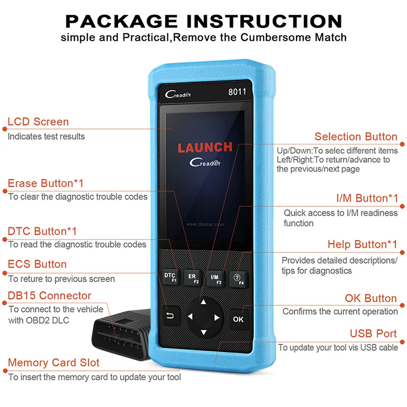 OBD2 Scanner Launch Creader CR8011 BMS EPB ABS SRS Reset ODB2 Auto Diagnostic Tool Automotive |