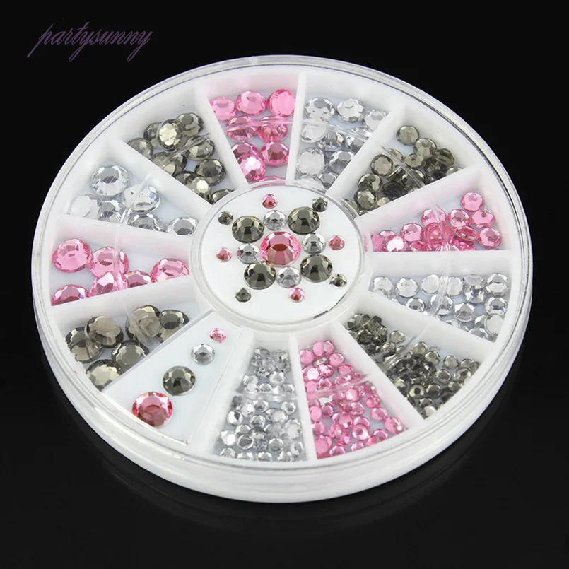 PF Смешанный Цвет Ногтей Акрил Стразы для Flatback Клей на Бусы Дизайн Отделки