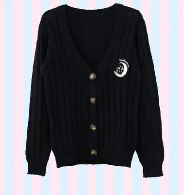 Autumn Solid Color Sailor Moon Cat Embroidery Female Cardigans Loose Casual Long Sleeve Knitted Japan Anime Fashion Sweater |