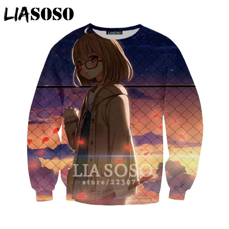 LIASOSO новинка 2019 мужские и женские модные толстовки с 3D принтом аниме Свитшот