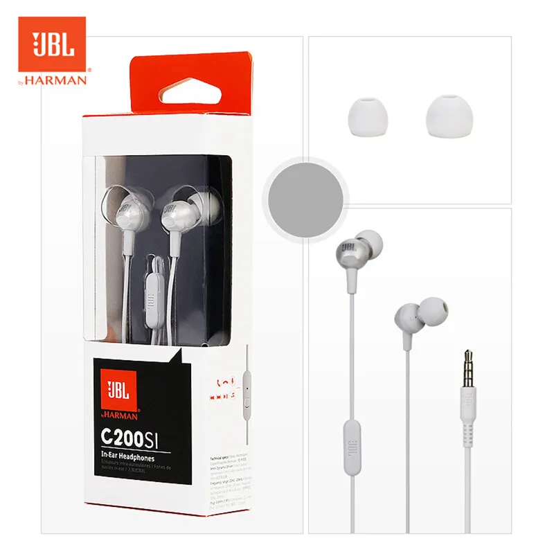 JBL C200SI наушники-вкладыши 3,5 мм Проводные с шумоизоляцией микрофон и наушники JBL чистый Бас Звук бег спортивные наушники
