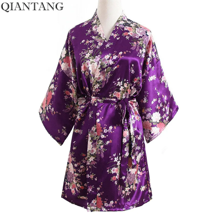 Женское Короткое Кимоно Yukata фиолетовое кимоно большого размера для свадебных