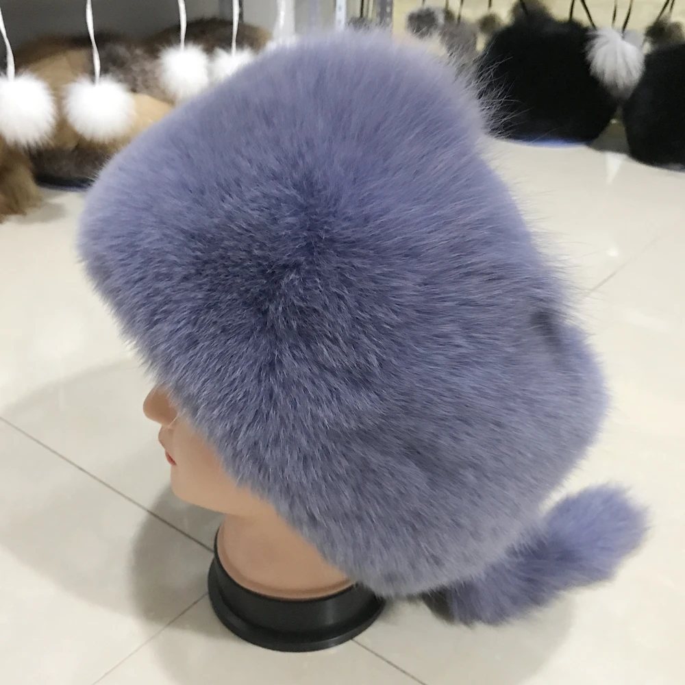 2020 Новый Poppular из натурального меха лисы зимняя шапка для женщин Регулируемый