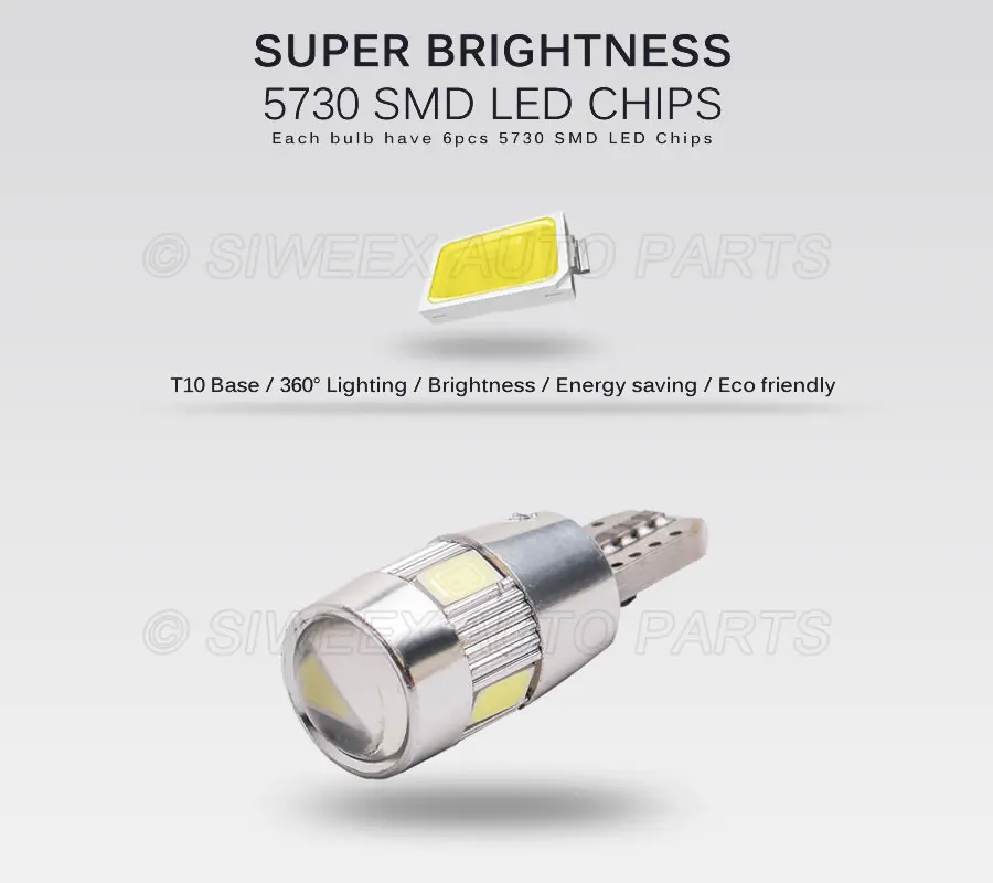 W5W светодиодный T10 194 5730 5630 6 SMD СВЕТОДИОДНЫЙ Автомобильный габаритный фонарь для парковки, противотуманный светильник 147 белый красный синий Кристальный Синий DC 12V