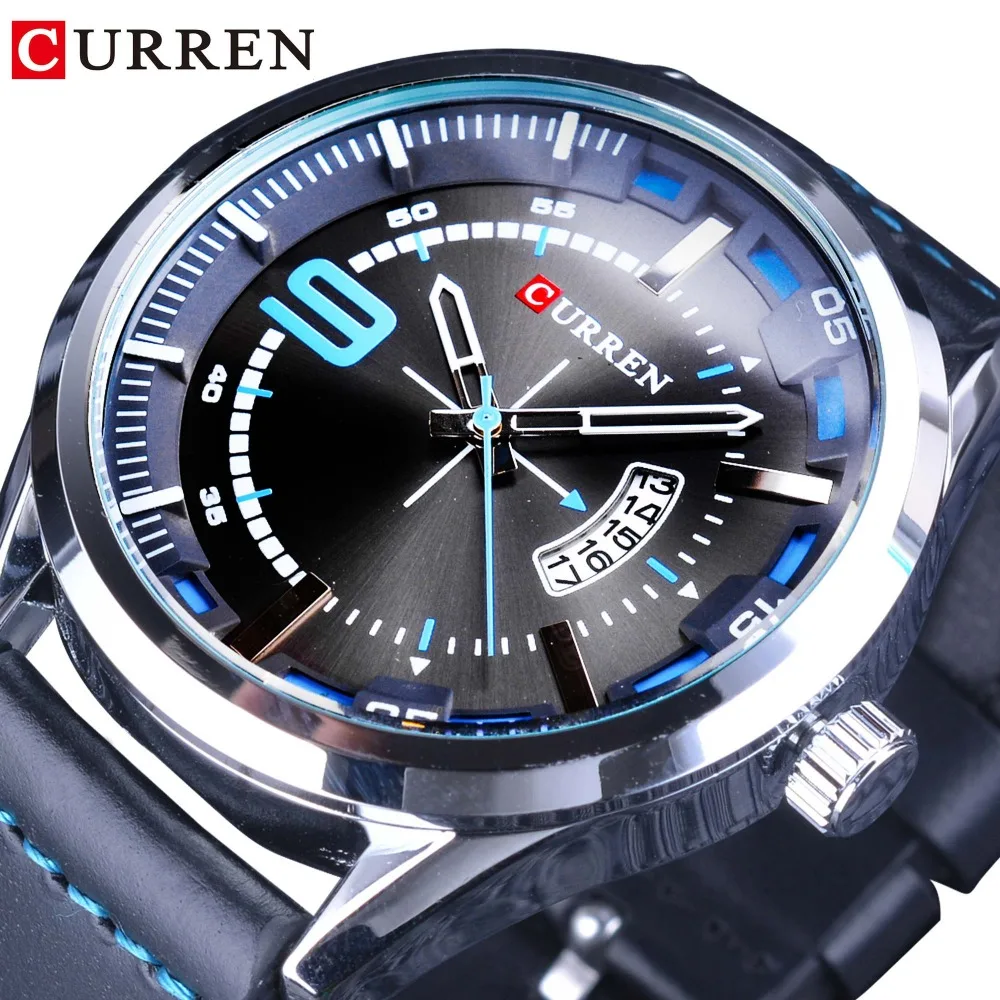 CURREN Calendar Display 3D Dial Fashion Black Silver Analog Casual Mens Quartz Sport Wrist Watches Top Brand Luxury Blue Leather
CURREN Calendar Display 3D Dial Fashion Black Silver Analog Casual Mens Quartz Sport Wrist Watches Top Brand Luxury Blue Leather