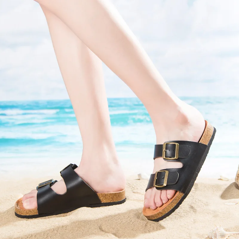 Шлепанцы унисекс на плоской подошве повседневные сандалии с пряжкой туфли-мюли