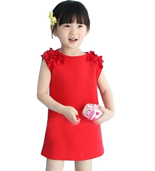 kids dress new foreign trade flower children clothes 100% cotton sleeveless solid vest girl 2 3 4 5 6 7 years old | Детская одежда и