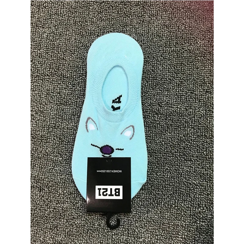 7 пар/упак. Kpop BTS BT21 мультфильм невидимые носки по щиколотку милые животных ТАТА