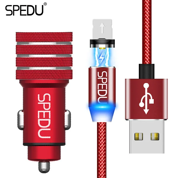 Автомобильное зарядное устройство USB SPEDU для iPhone X 6 7 8 XS Max, магнитный кабель, автомобильное зарядное устройство для телефона, Micro usb type c для samsung S9 S8 Plus xiaomi - Тип штекера: 2in1 For iphone