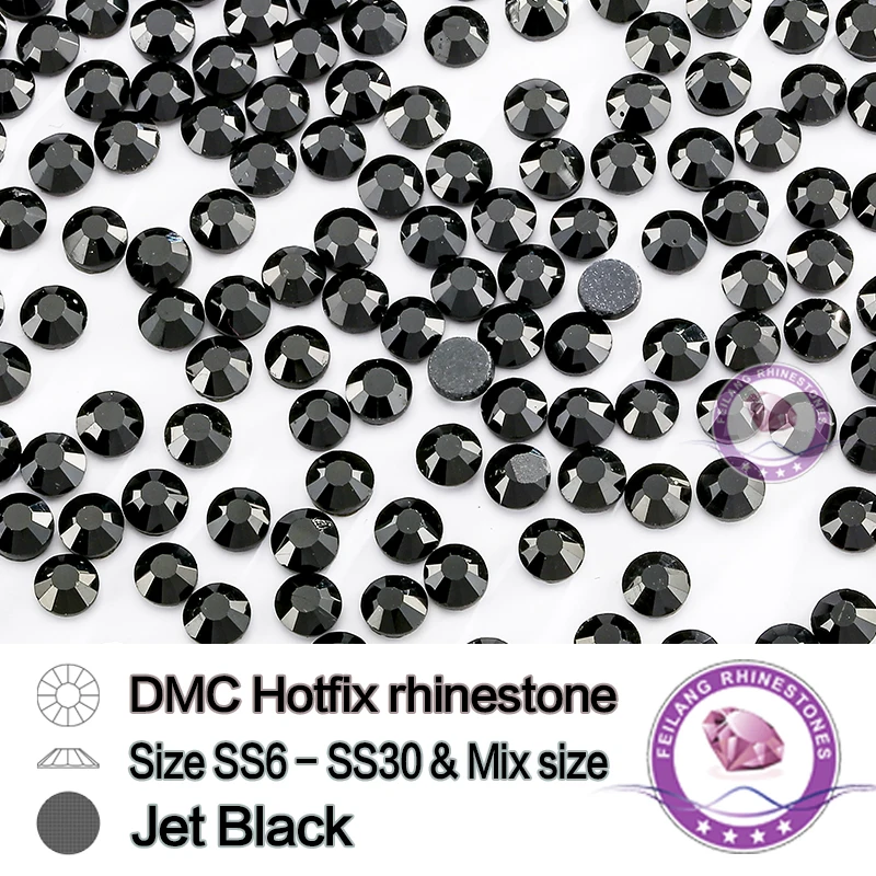 Стразы разных размеров со стразами черного цвета для одежды стразы с плоской
