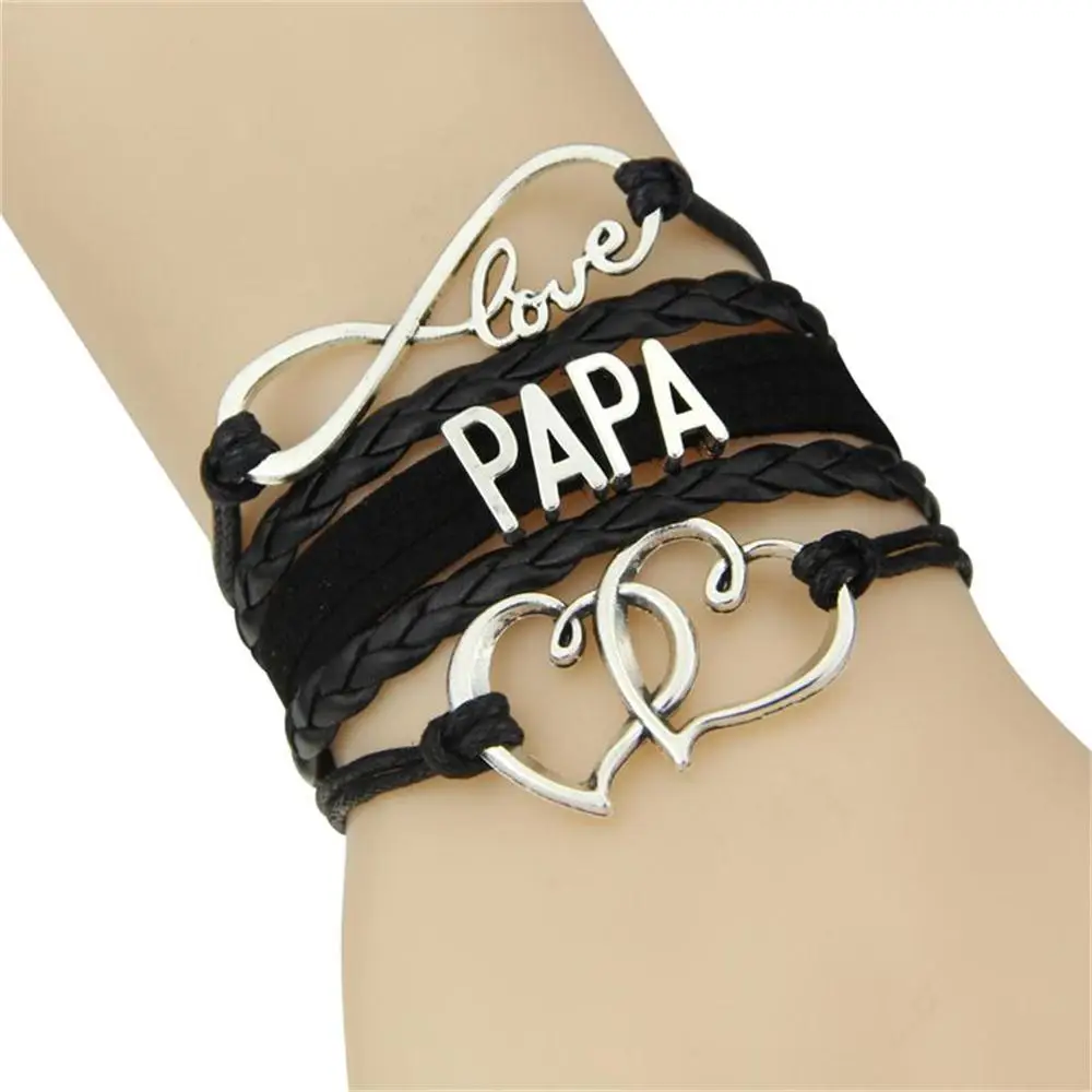 2019 Бесконечность любовь папа Подвеска для браслета в форме сердца кожаный