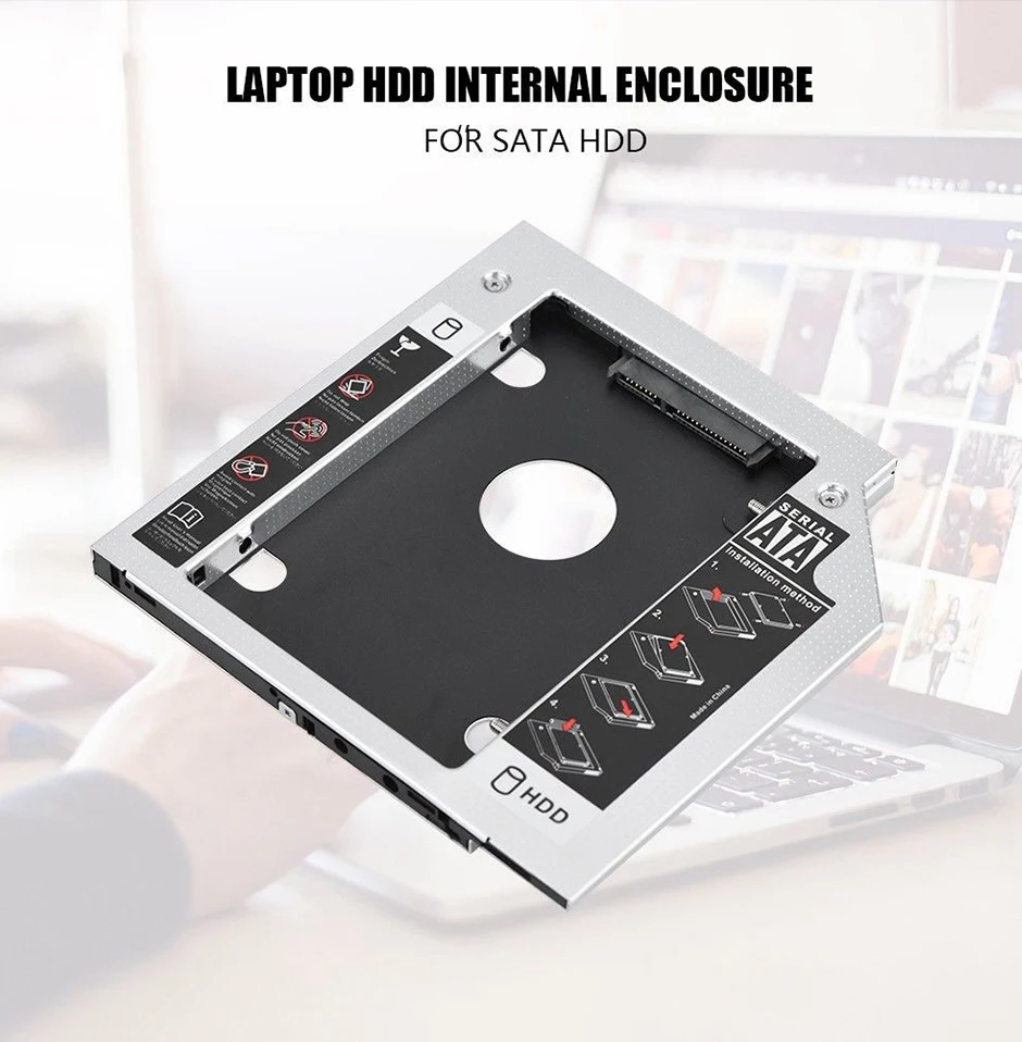 Алюминиевый Чехол Optibay 9,5 мм SATA 3,0 2nd HDD Caddy SSD CD DVD корпус для ноутбука DVD-ROM Оптический отсек SuperDrive