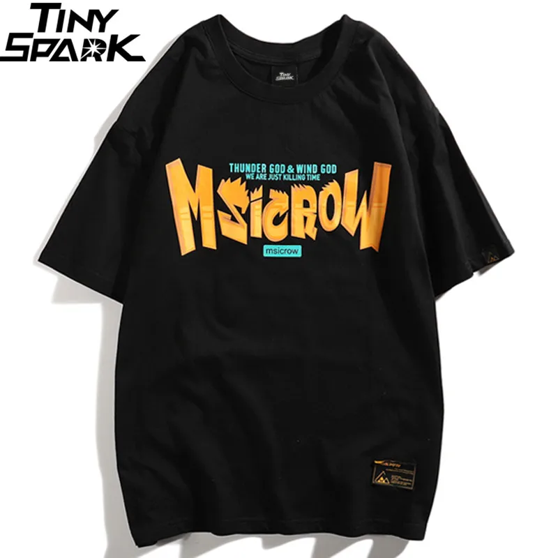 Hip Hop T-Shirt Streetwear Men Retro Print T Shirt Short Sleeve Cotton Top Tee Black Summer Street Wear Funny Tshirt HipHop