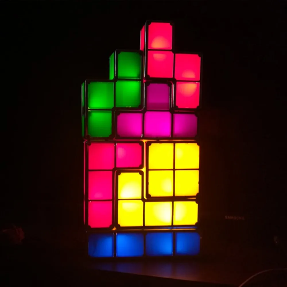 Новинка Тетрис Ночник светильник красочные штабелируемые Tangram Пазлы 7 шт.