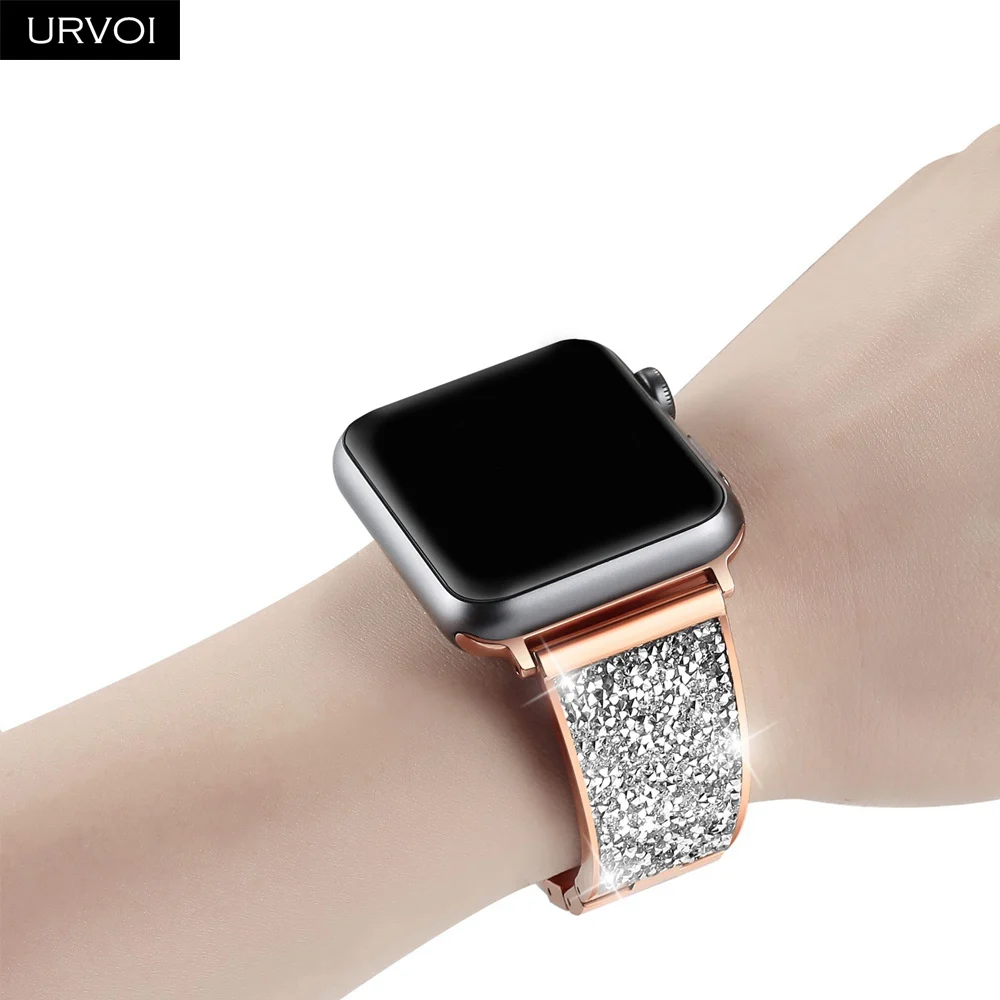 URVOI браслет для apple watch series 4 3 2 1 ремешок для iwatch Роскошный Блестящий Цирконий современный дизайн 38 мм 40 мм 42 мм 44 мм