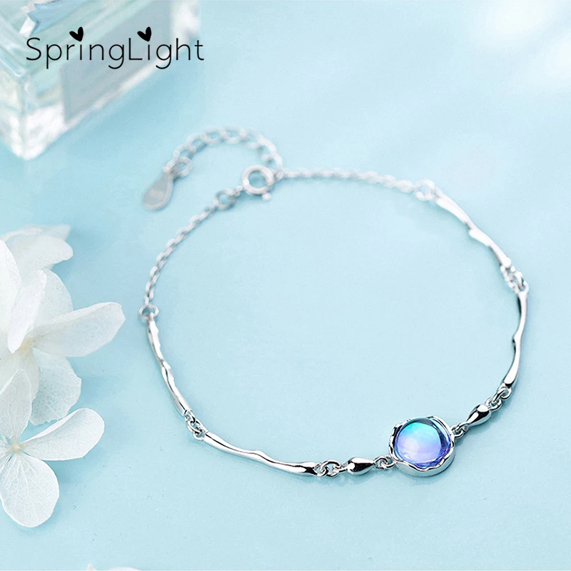 Женский браслет Aurora Design изящное ювелирное изделие из серебра 925 пробы с синим