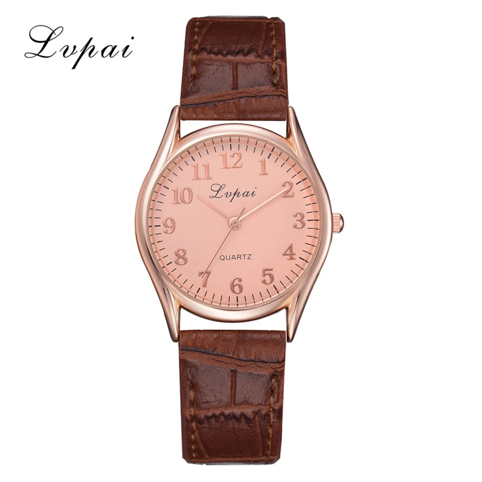 Brown Big Lvpai брендовые парные часы, модные черные кожаные спортивные кварцевые наручные часы, роскошные мужские и женские часы, мужские часы - Цвет: Brown Big