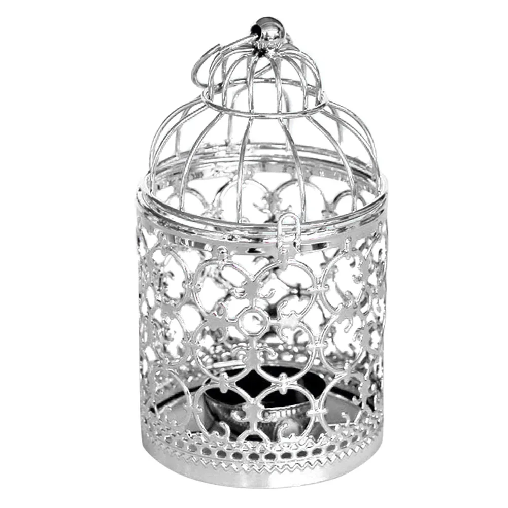 Silver Metal Hollow Moroccan Lantern Candle Holder Tea Light Candle Cradle Home Room Decor 66CY - Цвет: Silver