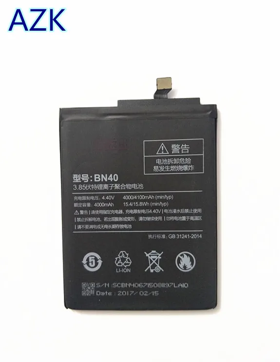 Аккумулятор AZK BN40 на 4000 мА · ч для Xiaomi Redmi 4 Pro Prime 3 + 32 ГБ|battery for xiaomi|4 batterybattery |