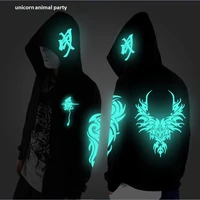 noctilucent long sleeved jacket clothes loose man hip hop coat students fashion clothing dance night shining clothing ghost