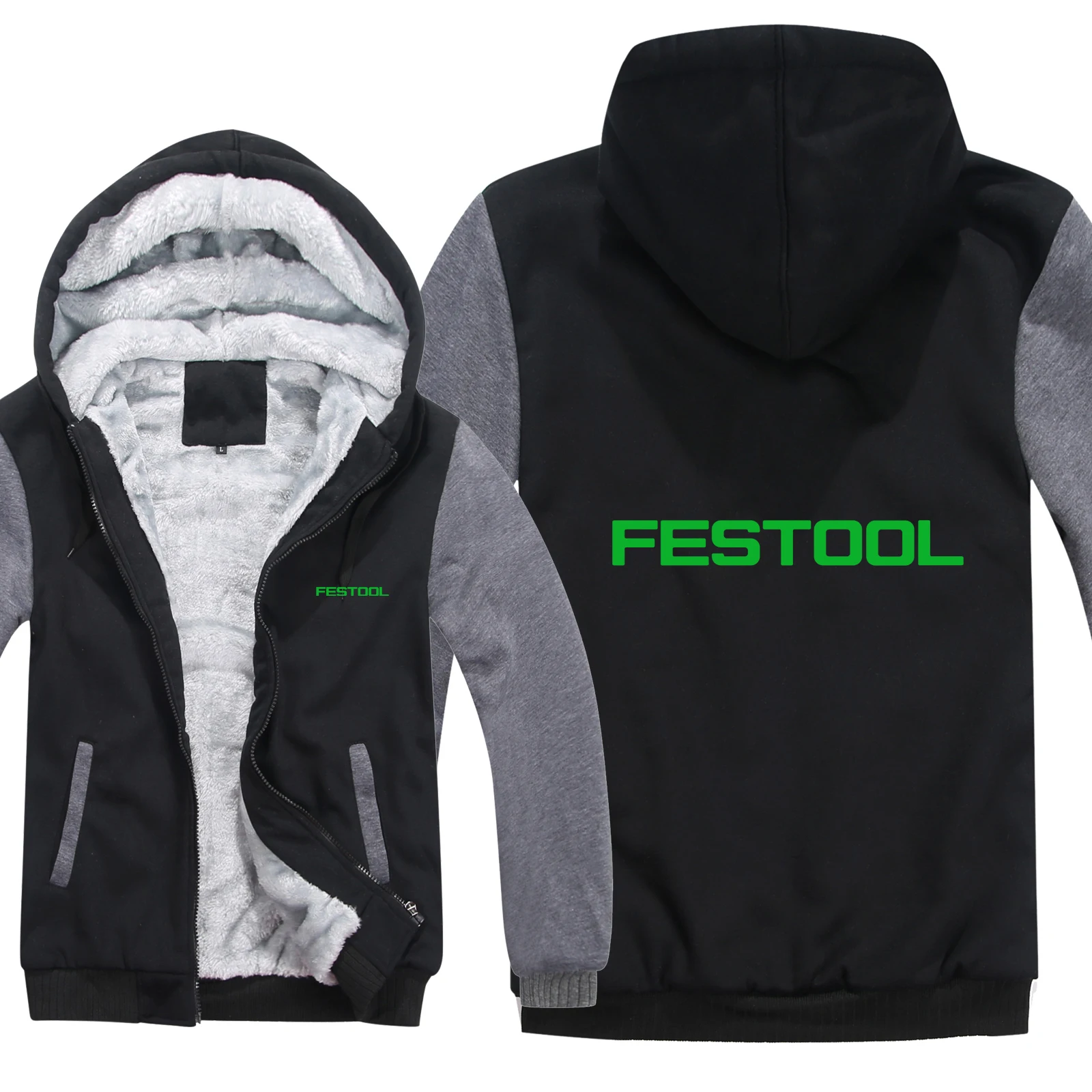 Мужская толстовка на молнии Festool Tools толстая флисовая пуловер|Мужские толстовки и