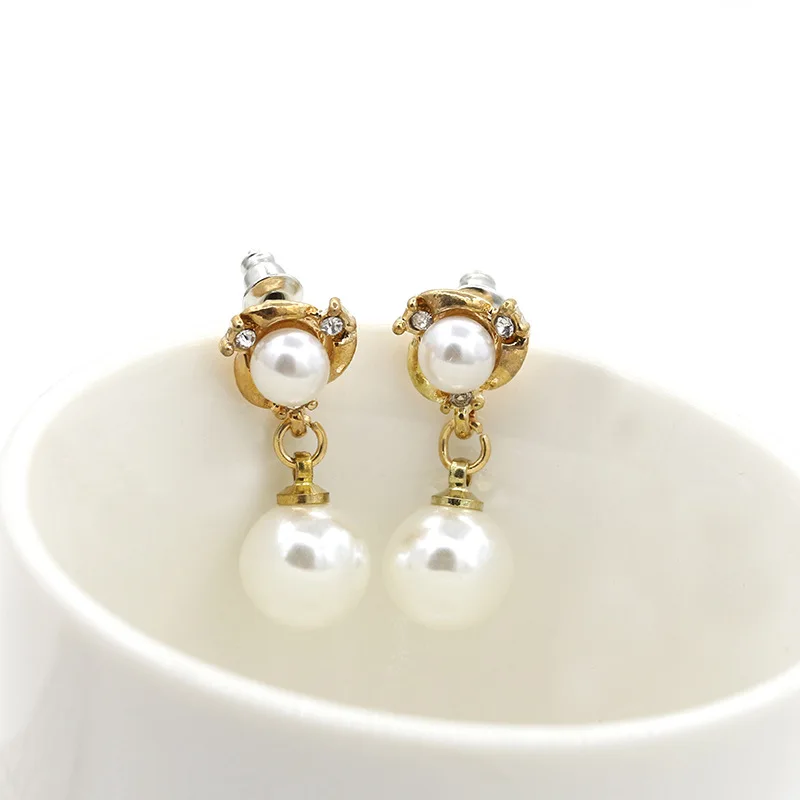 Жемчужные серьги Золотые кристаллы стразы циркониевые цветочные