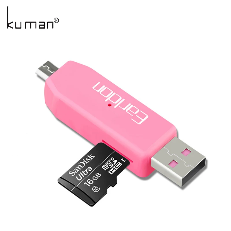 Kuman 2.0 OTG Card Reader USB MicroUSB Interface with Micro SD TF Slot Y214 Flash Memory for Phone | Компьютеры и офис