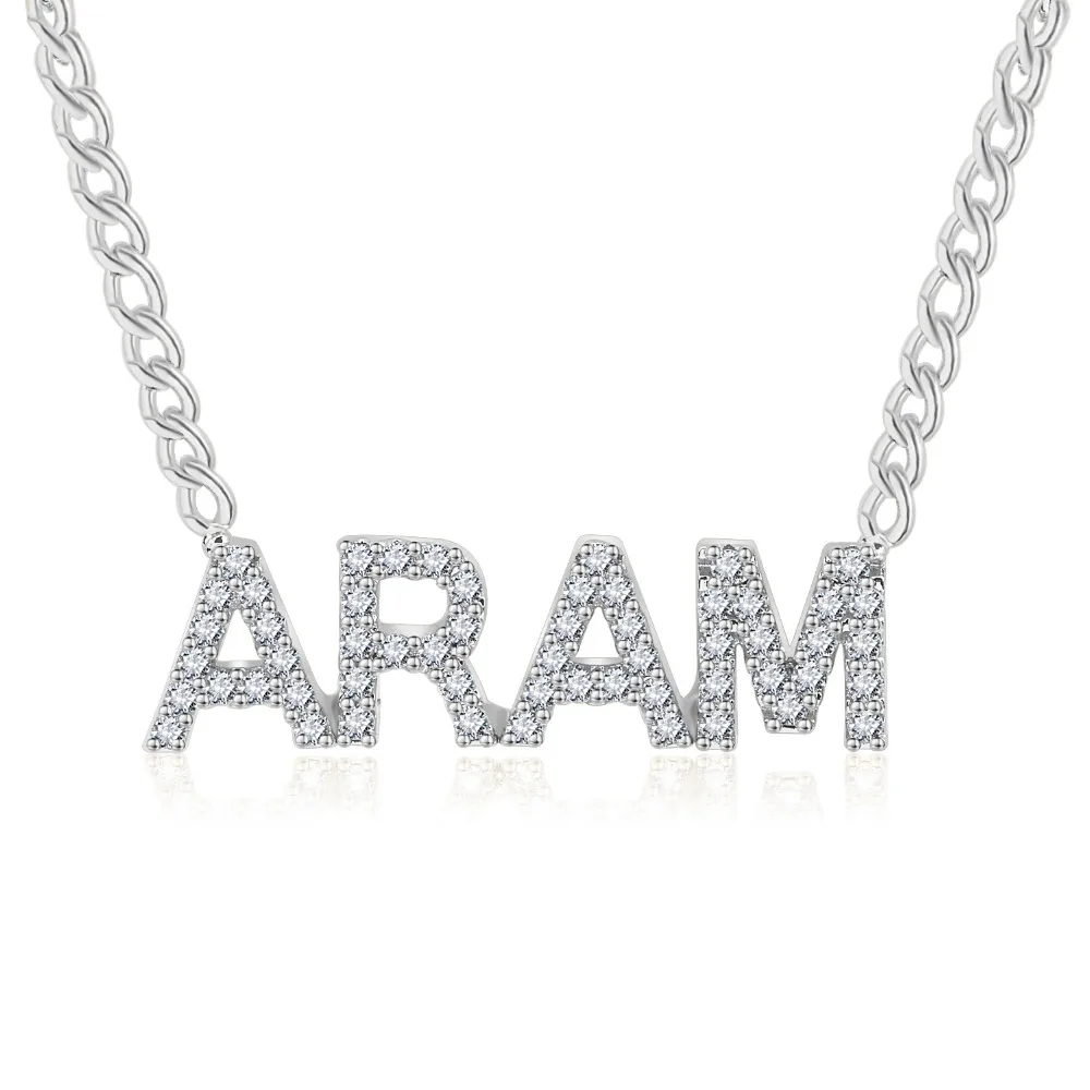 Duoying Rope CZ Pendant Necklace Nameplate Chain for Women Stone Zirconia Necklaces Personalized Name | Украшения и аксессуары