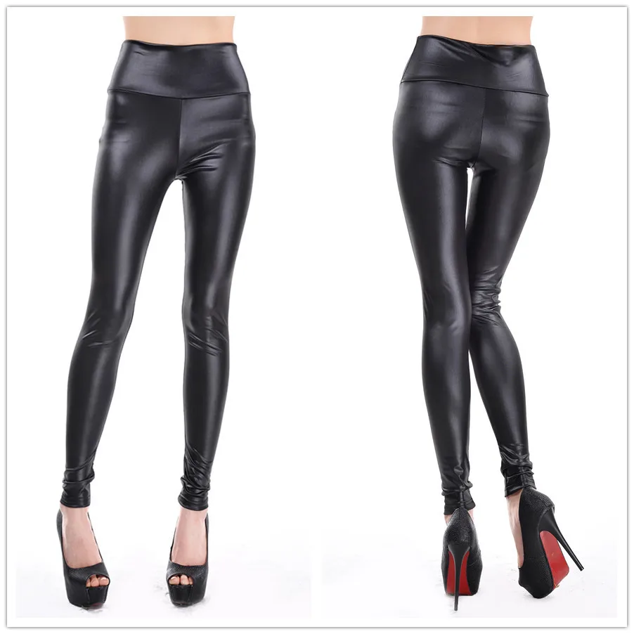 Женские леггинсы из искусственной кожи с высокой талией | Женская одежда