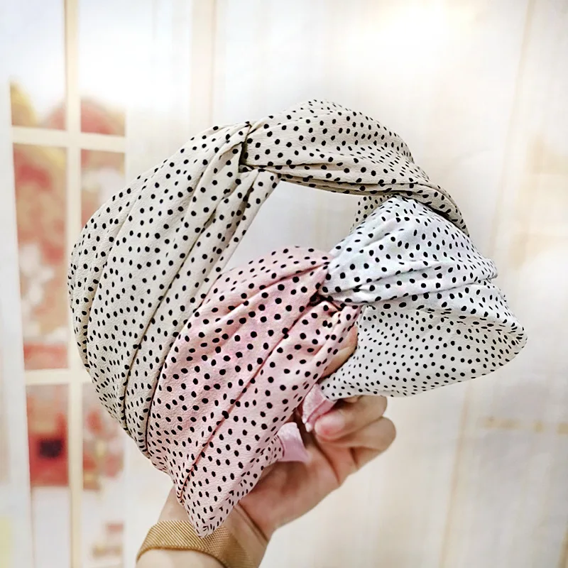 

Sweet Polka Dots Hairband Women Knotted Headband Cross Hairband Fashion Ladies Girls Hair Accessories