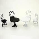 1 Набор 112 Масштаб Кукольный домик Миниатюрные черныйбелый обеденный стол модельные стулья набор игрушек мебель для гостиной аксессуары