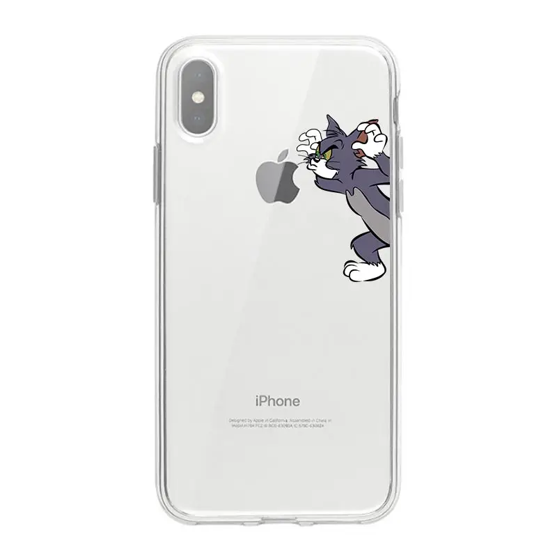 Для iphone6 7 8 x xr xsmax прозрачный окрашенный плоский Мягкий чехол из ТПУ Мультфильм pec