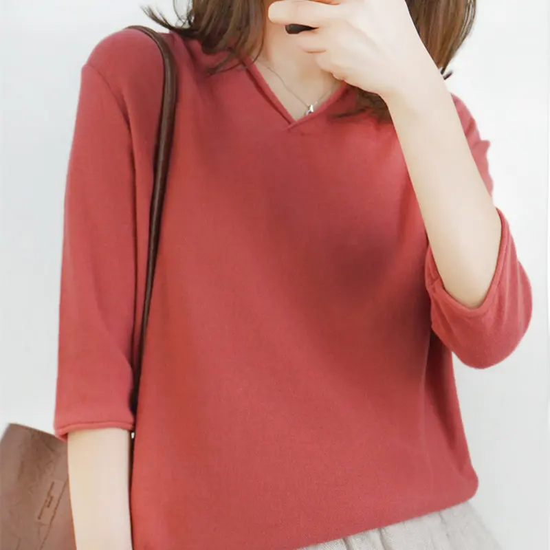 Smpevrg 100%Cotton Knitted Sweater Women And Pullover V-Neck Half Sleeve Casual Female Pull Femme | Женская одежда