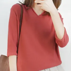 Свитер Женский вязаный Smpevrg, из 100% хлопка, с V-образным вырезом и коротким рукавом