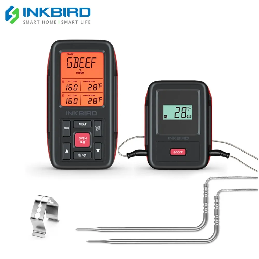 Термометр Inkbird беспроводной IRF-2SA м/150 футов красный цифровой с двумя зондами для