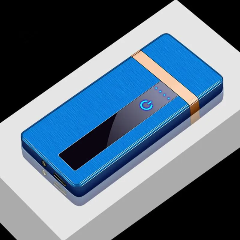 Новая сигарета с зарядкой от USB Электронная зажигалка сенсорный переключатель ветрозащитная Зажигалка перезаряжаемая электрическая зажигалка для курения - Цвет: blue