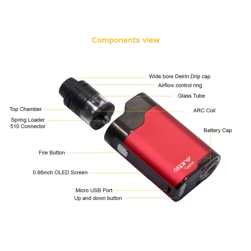 Новейший Aspire Cygnet мини комплект 80 Вт cygnet mod с 2 мл Revvo танк fit инновационный ARC revvo