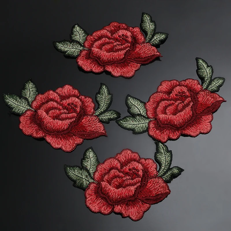 4 шт. нашивки с вышивкой в виде Розы|sew on patches|sew flowersembroidery flower |