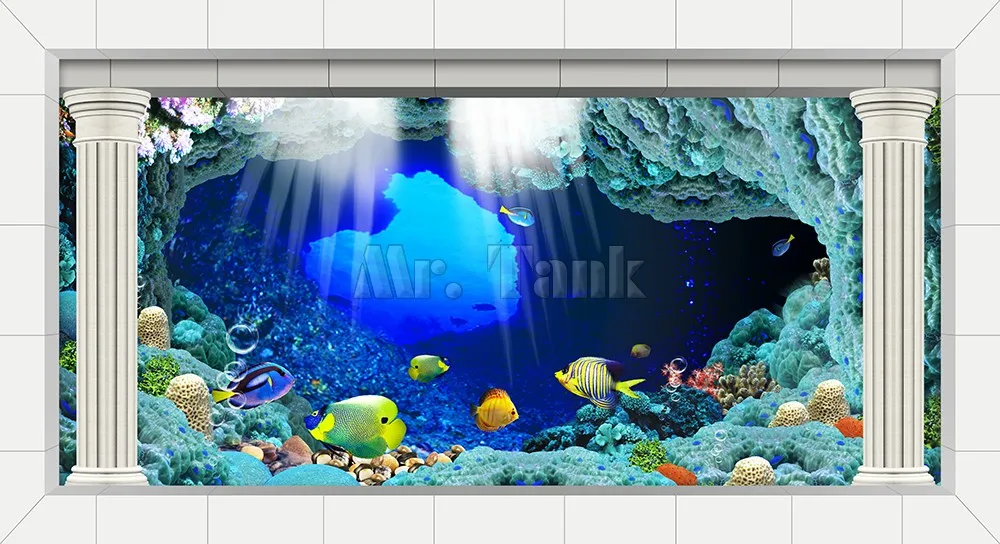 Подгонянный большой аквариум фон плакат с самоклеющейся высокой четкости