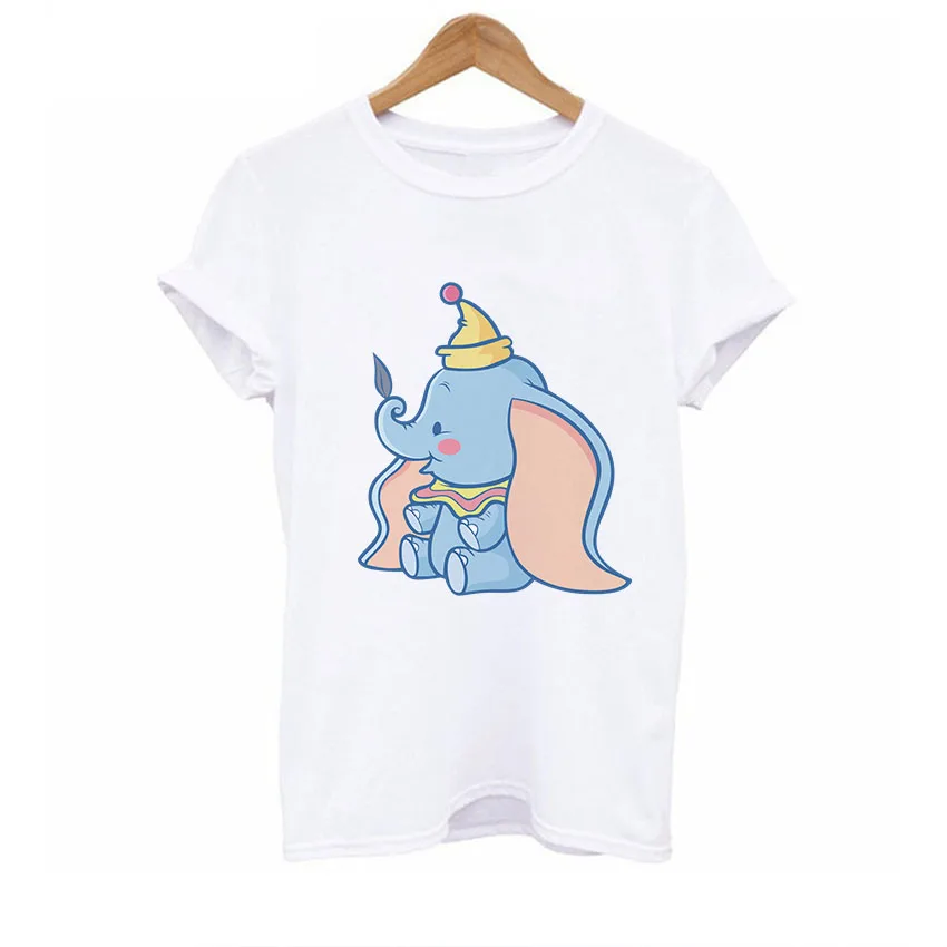 BTFCL Dumbo, женская футболка, Забавный слон, Camiseta Dumbo, футболка с принтом, женская, американская, популярная, футболка, милая, 90 s, футболка с животными - Цвет: white44