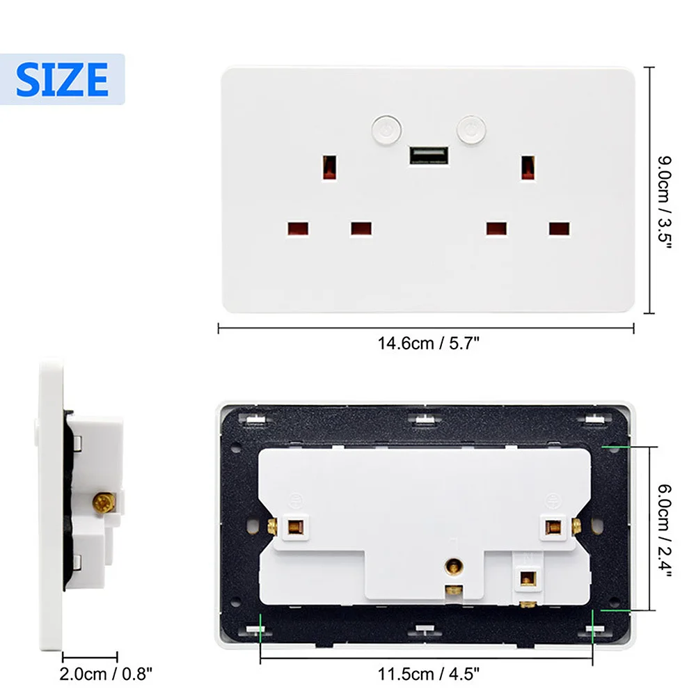 Smart Life WiFi Wall Socket UK Timer Switch Control 13A wall Outlet and 2 USB Ports Works with Alexa Voice For Home | Электроника