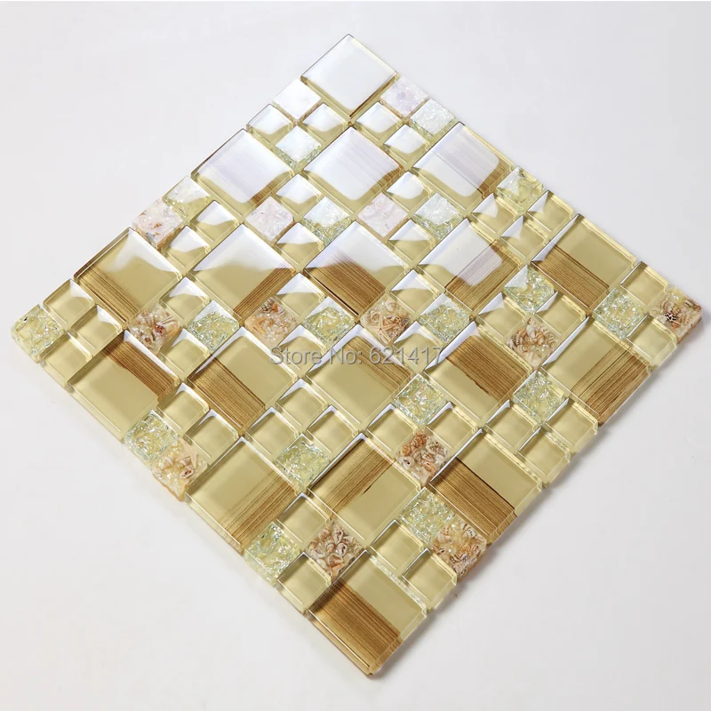 Новинка! Мозаика бежевого цвета из хрустального стекла для кухни ванной комнаты